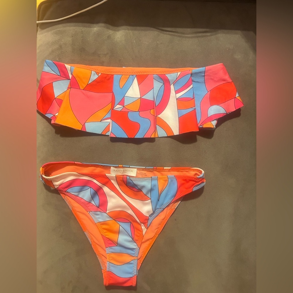 Ramy Brook Multicolor apricot multi Bikini Set Sz M top S bottom